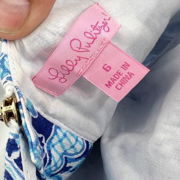 Lilly Pulitzer Cathy Dress Women's 6 Blue Shift Mini Elephant Print Classic - Picture 5 of 10